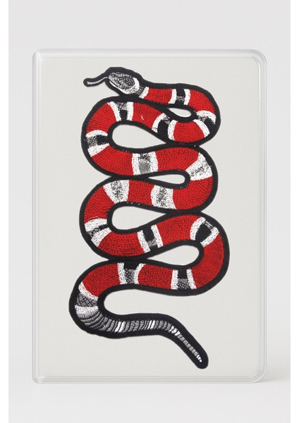 Şeffaf Pasaport Kılıfı Kalın Mikron Kart Bölmeli Desenli Pasaport Kabı - Yılan Işleme