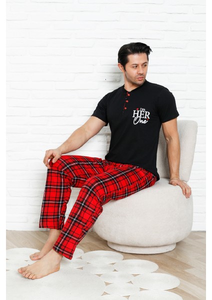 Erkek Pijama Takımı - Ekose Altlı-3 Düğmeli - %100 Pamuklu 12386 fiyatları