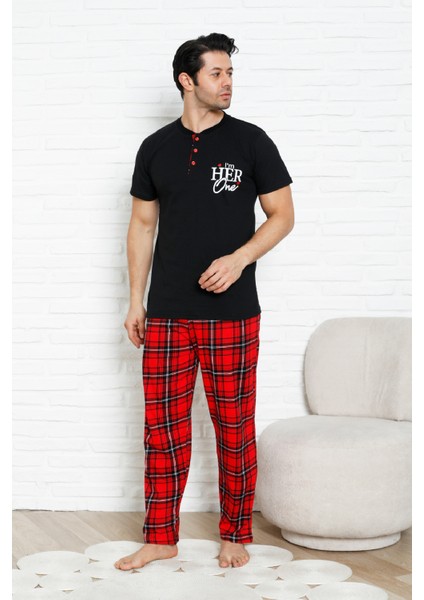 Erkek Pijama Takımı - Ekose Altlı-3 Düğmeli - %100 Pamuklu 12386 modelleri