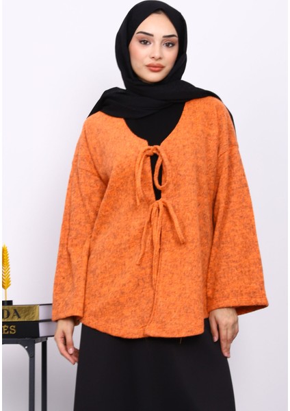 Oranj Ön Bağlamalı Yumoş Kimono