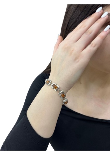 Amber Zerafeti-Kehribar Taşlı Gümüş Bileklik fiyatları