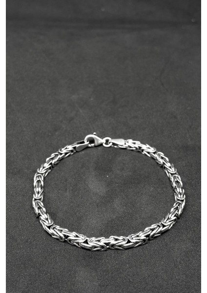 Oksitli Kare Kral Erkek Zincir Gümüş Bileklik