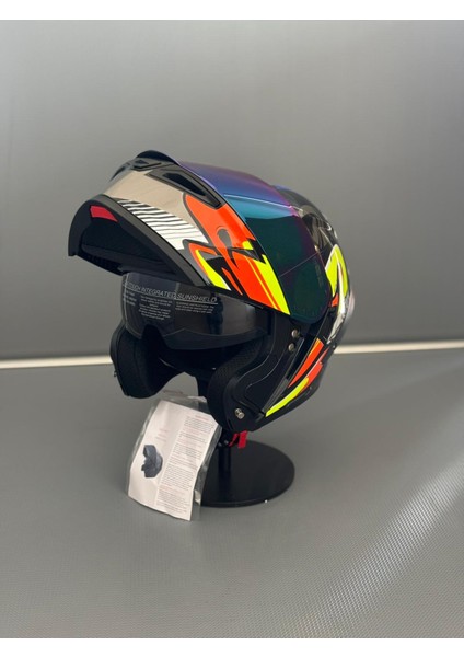 WS-202 Güneş Vizörlü Çene Açılır Kask (Renkli Vizörlü) B1