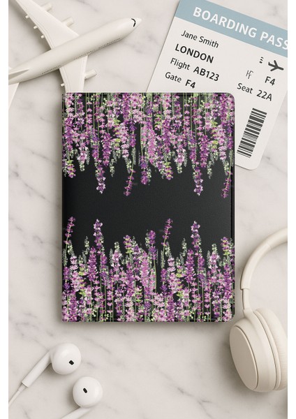 Tüm Ülke Pasaportları Için Siyah Vinleks Deri Pasaport Kılıfı Kabı Lavender
