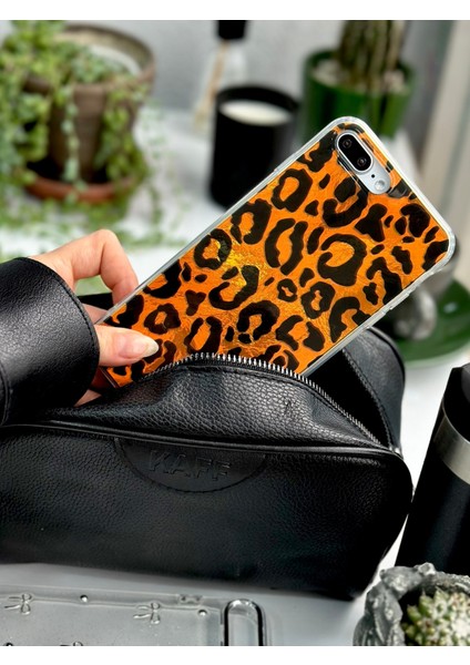 Iphone 7 Plus ve 8 Plus Uyumlu Shine Leopar Renk Geçişl Desenli Silikon Kılıf