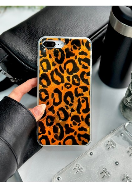 Iphone 7 Plus ve 8 Plus Uyumlu Shine Leopar Renk Geçişl Desenli Silikon Kılıf modelleri