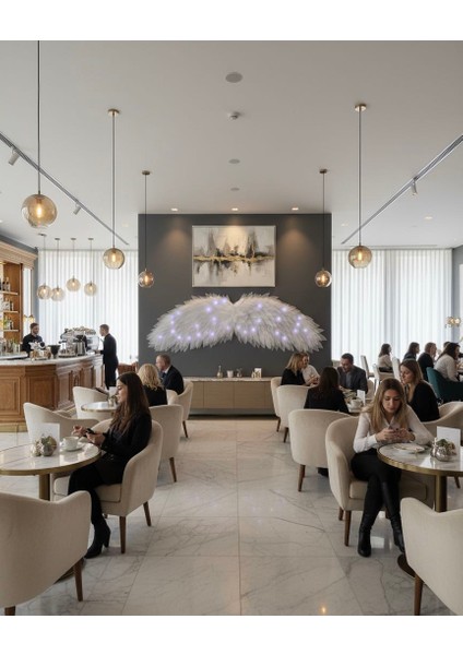 Beyaz LED Işıklı Melek Kanadı Duvar Dekoru – Lüks Tasarım Aydınlatma Aksesuarı 220X140 fiyatları