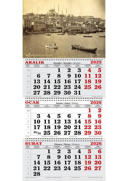 2026 Yılı Gemici Takvimi-Siyah Beyaz Fotolarda Istanbul