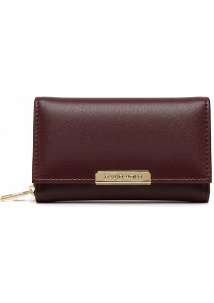 Orta Boy Soft Suni Deri Gold Renk Detaylı Kadın Cüzdan