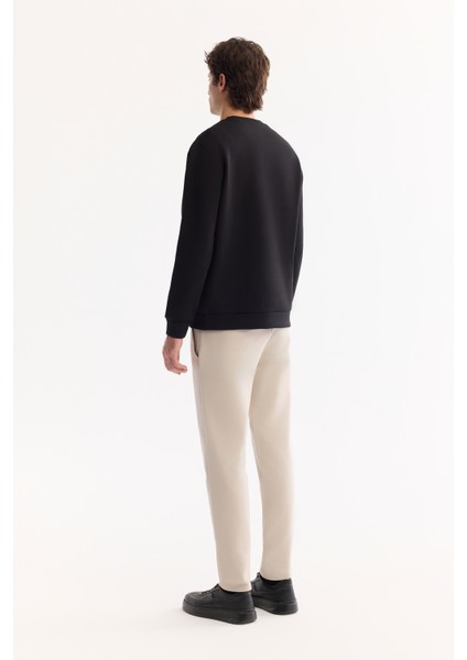 Erkek Siyah Bisiklet Yaka Pamuklu Bi-Stretch Regular Fit Sweatshirt A52Y1271