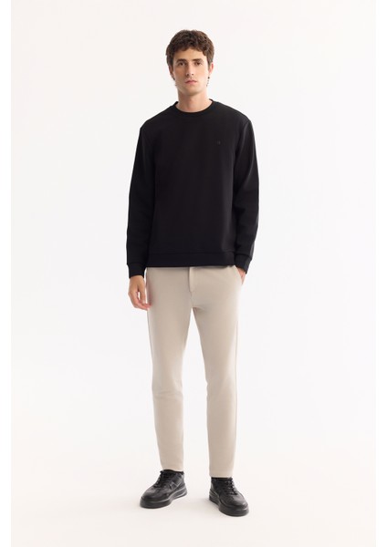 Erkek Siyah Bisiklet Yaka Pamuklu Bi-Stretch Regular Fit Sweatshirt A52Y1271