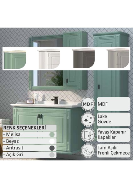 Crıstal Kapaklı, Banyo Dolabı 80 cm (Boy Dolabı Dahil Değildir.) fiyatları