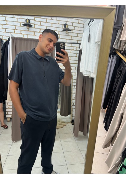 Modal Yakalı Fermuarlı Tshirt modelleri