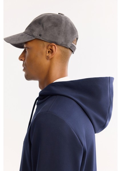 Erkek Lacivert Kapüşonlu Pamuklu Bi-Stretch Regular Fit Sweatshirt A52Y1201