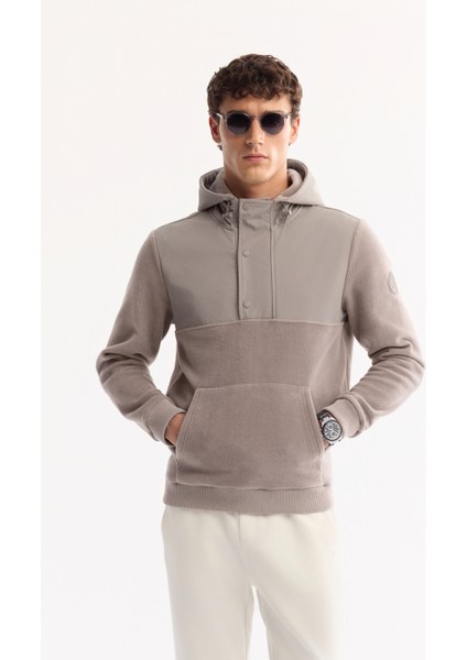 Erkek Gri Kapüşonlu Soft Touch Polar Regular Fit Sweatshirt A52Y1268