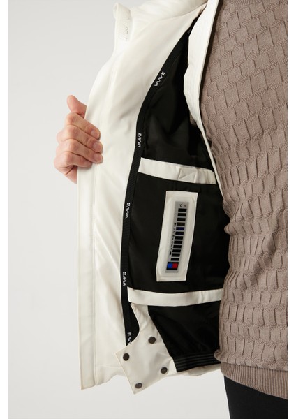 Erkek Beyaz Su İtici Kumaşlı Çıkma Kapüşonlu Şişme Mont A32Y6014