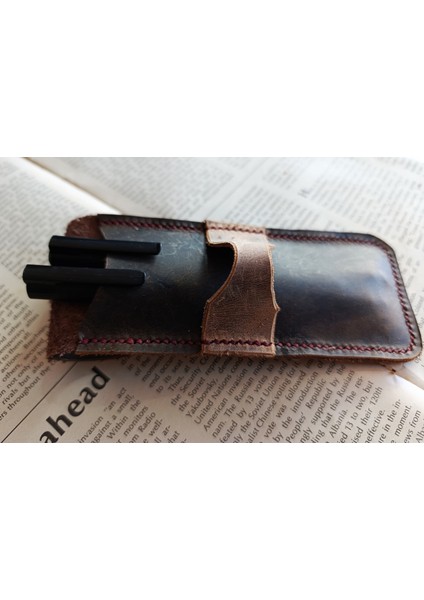 Crazy Gerçek Deri Özel Kalemleriniz Için Kalemlik ( 2*3 Kalem Için ) 27 cm \ 6 cm LMN22 fırsatları