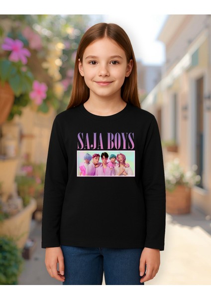 Kpop Demon Hunters Saja Boys Uzun Kollu Baskılı Kız Çocuk Tişört (4-13 Yaş) fiyatları