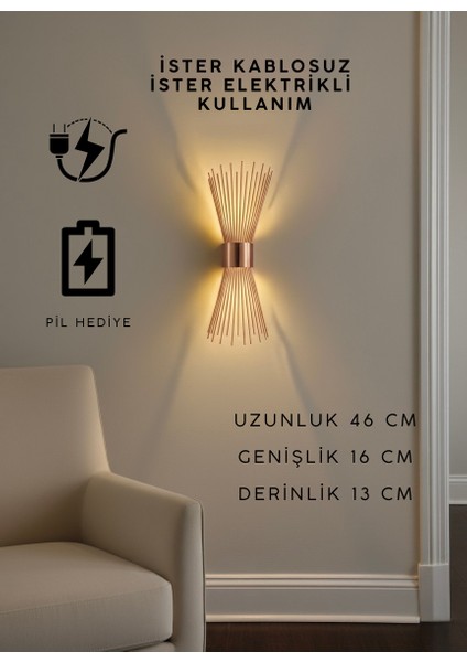 Rose Pilli Elektrikli Lüks Modern Aplik Sarkıt