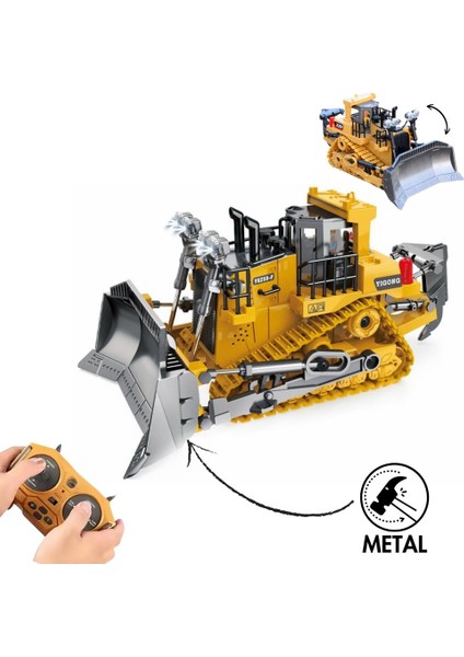 Uzaktan Kumandalı Full Fonksiyon Metal Premium 1:16 Ölçek Şarjlı Sesli Işıklı Buldozer 9 Fonksiyon fırsatları