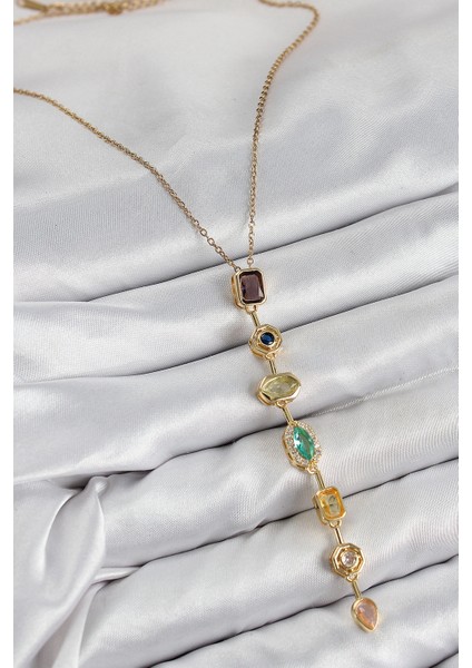 Bfs Pirinç Renkli Zirkon Taşlı Model Gold Renk Kadın Y Kolye fiyatları