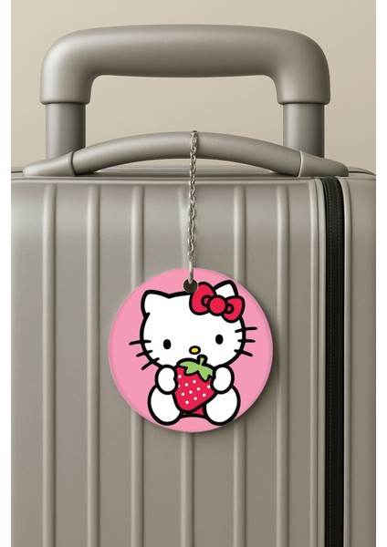 Pleksi Zincirli Bavul Etiketi Seyahat Tatil Için Tasarım Valiz Etiketi Kitty Girl