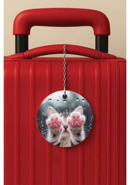 Desenli Baskılı Pleksi Zincir Aparatlı Bavul Etiketi Valiz Etiketi Ev Arkadaşım