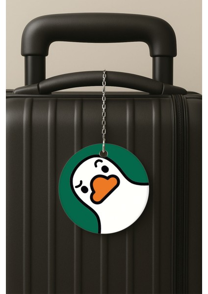 Şaşkın Ördek Desenli Uv Baskılı Pleksi Bavul Etiketi Seyahat Tatil Valiz Etiketi