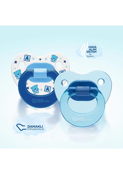 438 Wee Baby 2'li Damaklı Emzik No:2 Mavi fiyatları