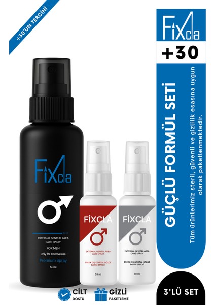 3’lü Set Güçlü Formüllü Süre Destekleyici Erkek Sprey 60 ml + 30 ml + 30 ml