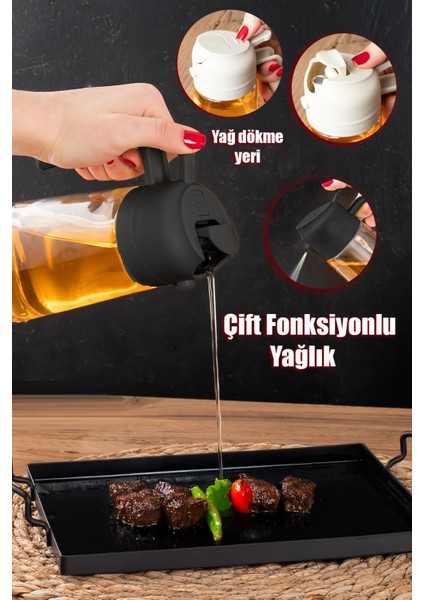 Çok Amaçlı Cam Sprey Şişe -Yağdanlık Limon Sirke Sos Püskürtücü, Sızdırmaz Yağlık Siyah 600 ml modelleri