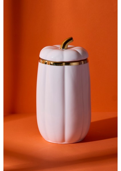 Kabak Porselen L Kapaklı Kavanoz 23X12.4 cm