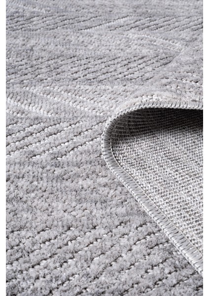 Yalın Modern Dokuma Halı Kaymaz Tabanlı Yıkanabilir Salon ve Oturma Odası Halısı 5577 Gri