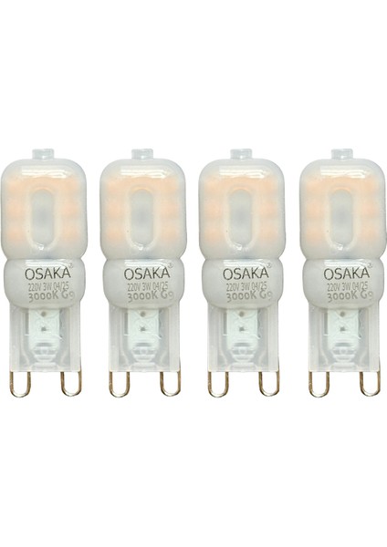 (4 adet) Osaka 3W Sarı Işık (3000K) Buzlu Dim Edilebilir G9 Duylu LED Kapsül Ampul