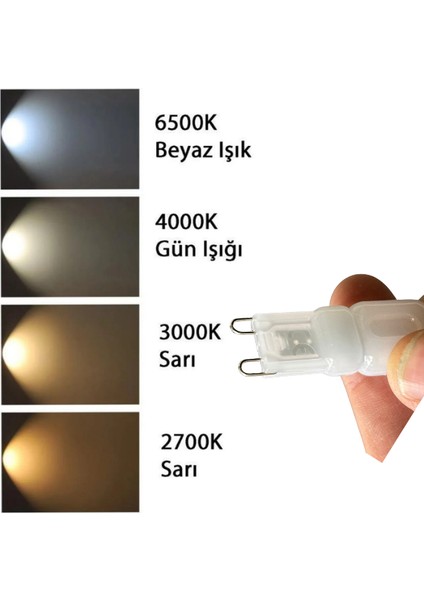 (4 adet) Osaka 3W Sarı Işık (3000K) Buzlu Dim Edilebilir G9 Duylu LED Kapsül Ampul fırsatları