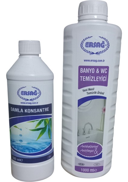 Damla Konstantre 500 ml + Banyo Wc Temizleyici 1000 Litre Temizlik Seti