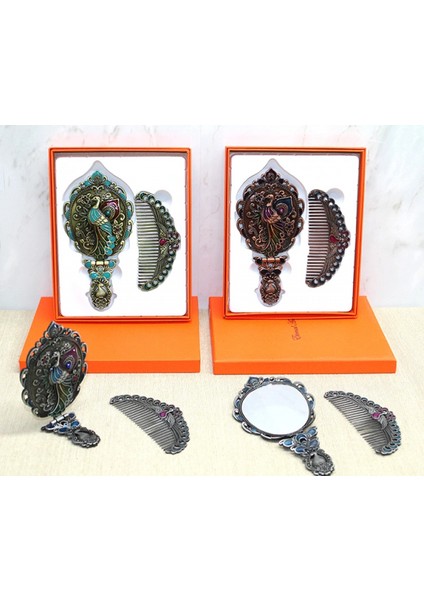 Tavuskuşu Katlanabilir Ayna ve Tarak Seti Orta Boy