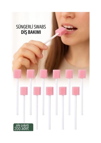 Bfs Süngerli Swab - Ağız ve Diş Bakım Çubuğu - 200 Adet Aile Paketi
