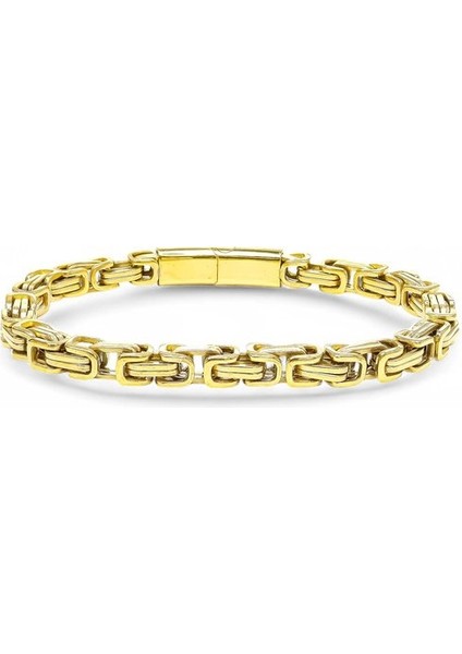 Kilit Mekanizmalı Sarı Kral Zincir Bileklik 6mm 959CZB1D34