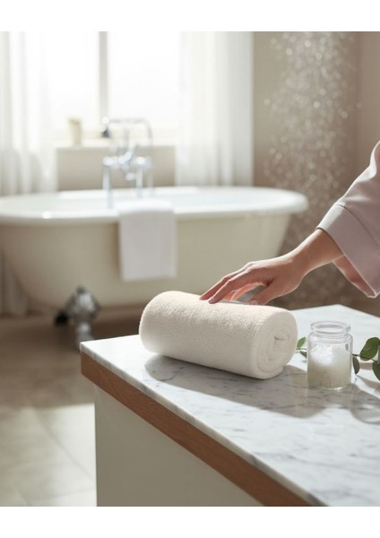 %100 Pamuk | Velune Banyo Havlusu | Kırık Beyaz | 50X85 | Otel Serisi