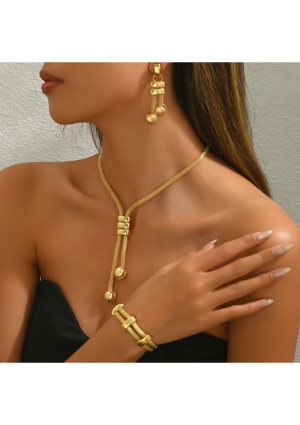 Kadın Takı Seti, Geometrik Püskül Küpeler ve Çok Amaçlı Bileklik (Yurt Dışından)