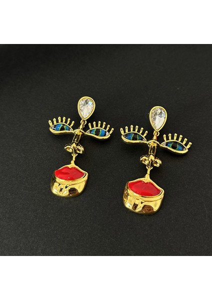 Göz Kirpikleri, Burun ve Büyük Kırmızı Dudaklar Için Küpe (Yurt Dışından)