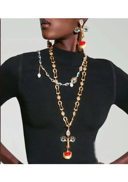 Göz Kirpikleri, Burun ve Büyük Kırmızı Dudaklar Için Küpe (Yurt Dışından) modelleri