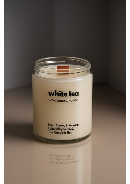 : White Tea : Cam Kavanozda Kokulu %100 Soya Mum (Beyaz Çay, Limon, Bergamot, Ylang Ylang) modelleri