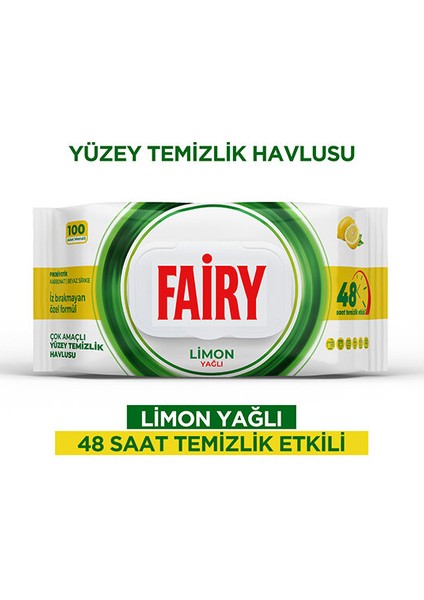 2 Adet Fairy Yüzey Temizleme Havlusu Limon Yağlı 100'LÜ fiyatları