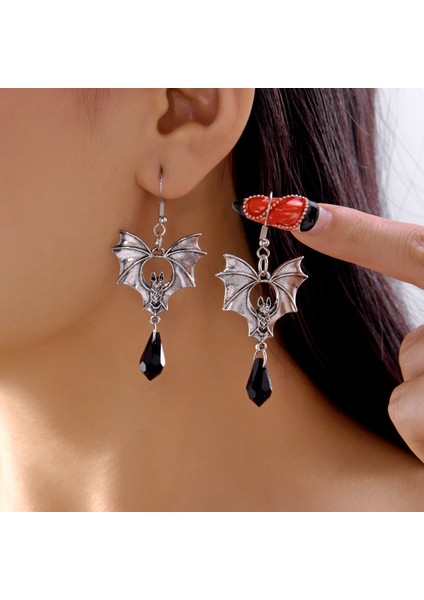 A Tılı Gotik Yarasa Küpe Cadılar Bayramı Retro Küpeler (Yurt Dışından)