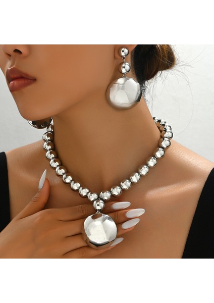 Kadın Takı Seti, Özel Metal Boncuk Kolye, Niche Kolye Ucu ve Küpeler (Yurt Dışından)