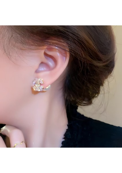 Tianzerun, Chanel Tarzı Zirkonlu Çift C Şeklinde Küpe, Kadınlar Için Nadir Tasarım Küpeler (Yurt Dışından) modelleri