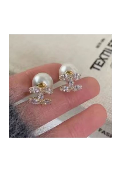 Tianzerun, Chanel Tarzı Zirkonlu Çift C Şeklinde Küpe, Kadınlar Için Nadir Tasarım Küpeler (Yurt Dışından) fırsatları