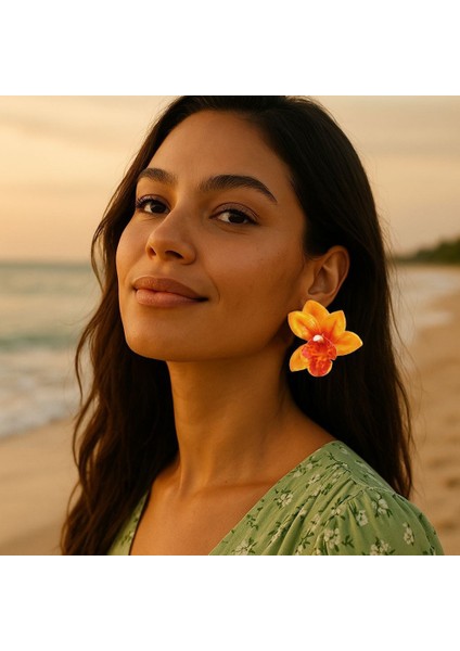 Bohem Tarzı A Tılı Moda Sade Damlama Etkili Benzersiz Kumaş Çiçek Küpe, Her Kıyafete Uygun Tatil Stili Kadın Modeli (Yurt Dışından) fiyatları